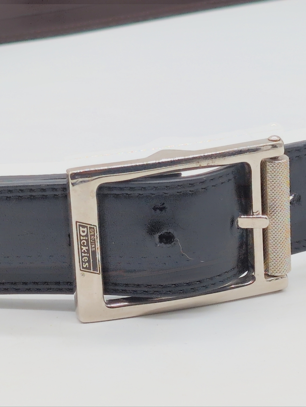 Dickies Black Leather Sz 50 Men's Belt with Silver-Tone Buckle - Picture 1 of 6